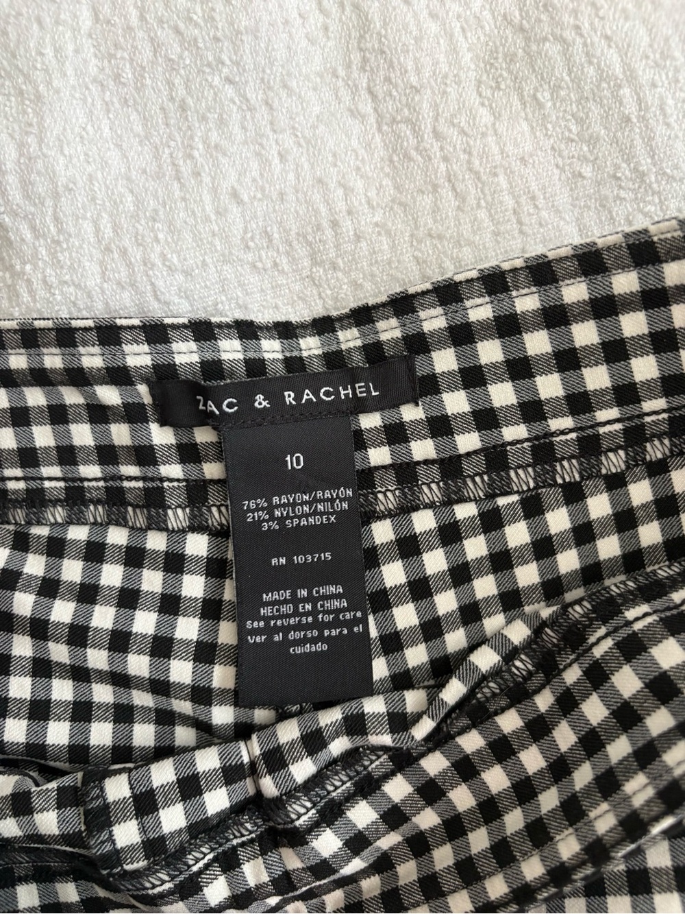Zac & Rachel Black and White Gingham Scalloped Hem High Waist Shorts - Picture 2 of 3